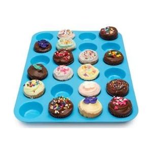 Minismus Siliconen Cupcake Vormpjes Bakvorm - Koken & Bakken - BPA Vrij - Non-Stick - Geschikt voor de Oven - 24 Stuks Blauw - 8720615126392