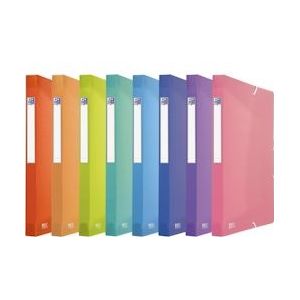 Oxford Urban elastobox uit PP, formaat 24 x 32 cm, rug van 2,5 cm, geassorteerde transparante kleuren, Pak van 10 - 3045050456114