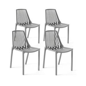 Oviala Business Set van 4 grijze plastic stoelen - grijs 103524