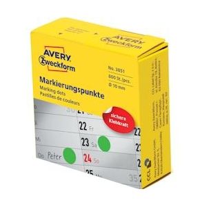 Avery Zweckform Avery marking dots, diameter 10 mm, rol met 800 stuks, groen - 3851