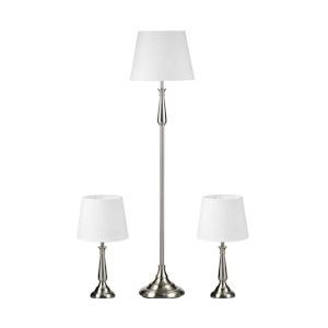 HOMCOM 3-delige Vintage Design Lampenset, 2 Tafellampen, 1 Vloerlamp, 35,5 Cm X 35,5 Cm X 146 Cm, Zilver + Wit - 8700000140653