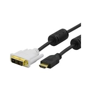 Deltaco HDMI naar DVI-kabel - FullHD tot 60Hz - HDMI naar DVI-D Single - 1 meter - zwart/wit - 7340004643548