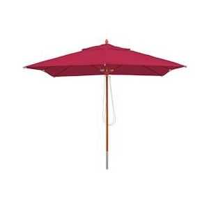 Mendler Gastronomie houten parasol HWC-C57, tuinparasol, polyester/hout 14kg, hoekig 3x3m trekkoord schokbestendig ~ bordeaux - rood 66526