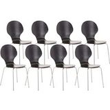CLP Set van 8 stapelstoelen Diego zwart - 15974301