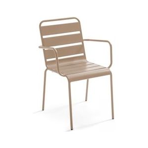 Oviala Business Taupe metalen fauteuil - grijs Staal 105755