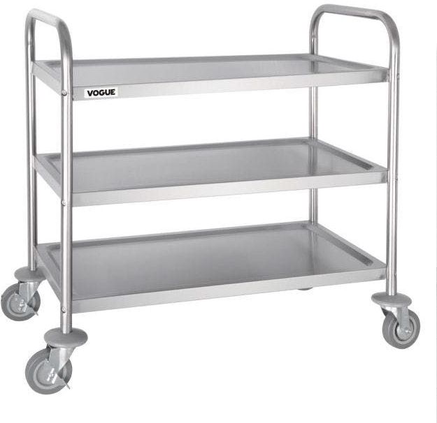 Vogue RVS serveerwagen met 3 bladen Medium