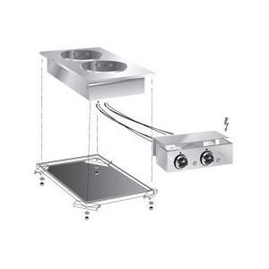 Gastro-Inox drop-in elektrische kookplaat , 40 cm, 2 plaats, met aansluitblok - GAS-160506