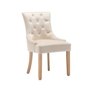 SIT Möbel Fluwelen stoel, set van 2 | met knoopstiksels op de rug | hoes fluweel creme | Benen Hevea nature | B56xD63xH91cm | 19000-24 | Serie STUHL - meerkleurig Multi-materiaal 19000-24
