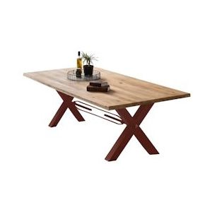 SIT Möbel Eettafel 200 x 100 x 76 cm | Tafelblad 40 mm | natuurlijke wilde eik | X-frame metaal antiek bruin | 15881-00 | Serie TABLES & CO - bruin Multi-materiaal 15881-00