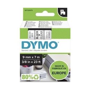 Dymo D1 tape 9 mm, zwart op transparant - blauw Papier S0720670