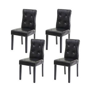 Mendler Set van 4 eetkamerstoelen HWC-E58, stoel eetkamerstoelen ~ kunstleer zwart, donkere poten - zwart Synthetisch materiaal 67990