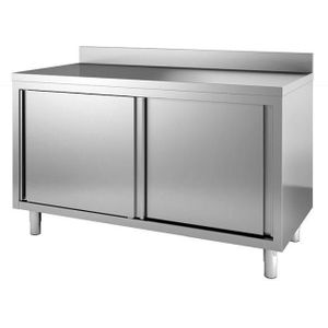 Gastro-Inox RVS werkkast met schuifdeuren en opstand, 1800(L)x800(D)x880(H)mm - 7445908535514