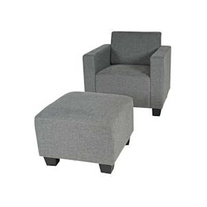 Mendler Modulaire fauteuil-loungestoel met voetenbank Lyon, stof/textiel ~ grijs - grijs Textiel 75189+75190
