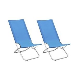 vidaXL Strandstoelen 2 st inklapbaar stof blauw - 310374