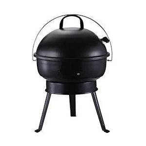 Outsunny Ketelgrill Houtskoolgrill Windscherm Driepoot Basis Camping Picknick Draagbaar Metaal Zwart Ø36,5 X 54 Cm - zwart 8700000232174