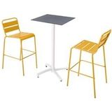Oviala Business Set van hoge tafel in grijs laminaat en 2 gele hoge stoelen - geel 110601