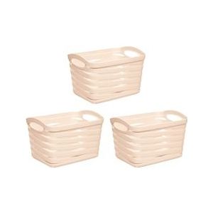 Set van 3 middelgrote rechthoekige manden, 1,5 liter, beige 7house - beige Synthetisch materiaal 8429160040558