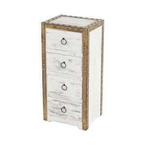 Mendler Ladekast Duran, ladenkast, 4 laden 70x33x26cm Shabby-Look Vintage ~ wit - wit Hout 38432