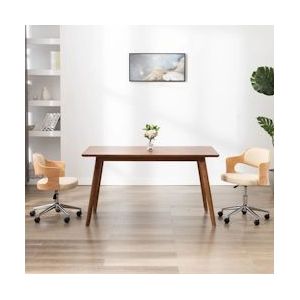 vidaXL Kantoorstoel draaibaar gebogen hout en kunstleer crème - 3054850