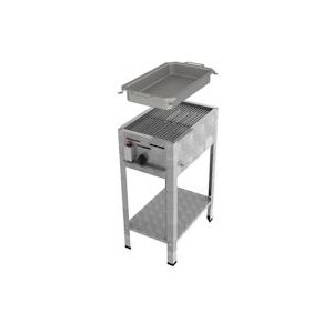 ChattenGlut Pro Gas Grill gastro brander 1-vlammig zelfstandig apparaat 4,5 kW stalen brander voor vloeibaar gas 34x53x80 cm grillrooster en pan - zilver 67631929