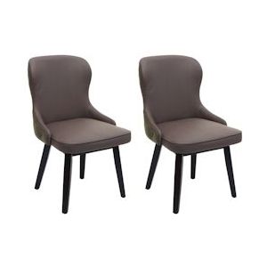 Mendler Set van 2 eetkamerstoelen HWC-M60, gestoffeerde stoel keukenstoel fauteuil stoel, stof/textiel massief hout ~ donkergroen-grijs - groen Textiel 104714