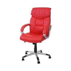 Mendler Massage bureaustoel HWC-A71, bureaustoel directiestoel, verwarmingsfunctie massagefunctie kunstleer ~ rood - rood Synthetisch materiaal 57751