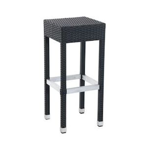 METRO Professional barkruk voor gastronomie Barbados, aluminium / PE rattan, 34 x 34 x 76 cm, met voetsteunen, weerbestendig, zwart - zwart Multi-materiaal 4337147796371