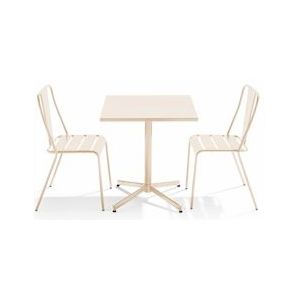 Oviala Business Ivoren tuintafel en 2 stoelen - Oviala - beige Staal 109475