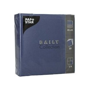 PAPSTAR, Servetten "DAILY Collection" 1/4 vouw, 2 laags, 32 cm x 32 cm donkerblauw - blauw Papier 4002911768501