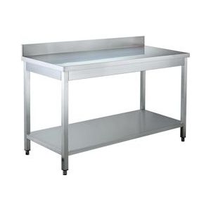 Vaiotec Roestvrij stalen werktafel / roestvrij stalen tafel Easy met basis 120 x 60 x 85 cm + opstaande rand - Roestvrij staal 10048