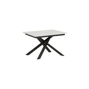 Itamoby Ganty uitschuifbare tafel in Wit Essen 90x120/180 cm met antracietkleurige randstructuur - 8050598018583