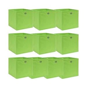 vidaXL-Opbergboxen-10-st-32x32x32-cm-stof-groen