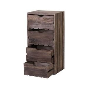 Mendler Ladekast HWC-C62, houten ladekast, shabby-look vintage, 4 laden 70x32x26cm ~ bruin - bruin Hout 61519