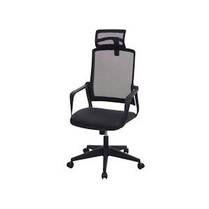 Mendler Bureaustoel HWC-J52, draaistoel bureaustoel, ergonomische hoofdsteun, kunstleer ~ zwart - zwart Synthetisch materiaal 81064