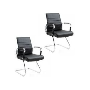 SVITA ELEGANCE set van 2 bezoekersstoelen kunstlederen sledestoel met armleuningen conferentiestoel zonder wielen fauteuil bureaustoel zwart - zwart 91745
