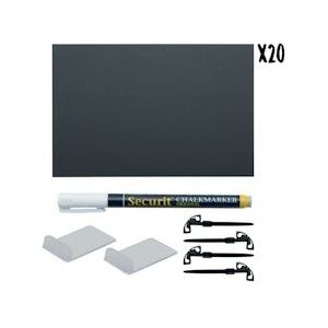Securit® Dubbelzijdige A6 Krijtbord Tags In Zwart set van 20|0,4 kg - zwart Polypropyleen, kunststof TAG-A6-WT