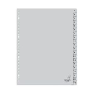 Kangaro tabblad A4 letters PP 120 micron 23r. 20 delig grijs extra breed - grijs Polypropyleen, kunststof G420AZMB