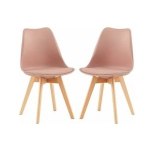 EGGREE 2er Set Esszimmerstühle met Massivholz Buche Bein Skandinavisch Design - roze Polypropyleen, kunststof LW-YJX-4KAQI