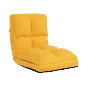 Mendler Vloer fauteuil HWC-N45, slaap fauteuil opklapbare fauteuil functionele fauteuil, slaapfunctie opvouwbaar stalen frame fluweel ~ geel - geel Textiel 106914