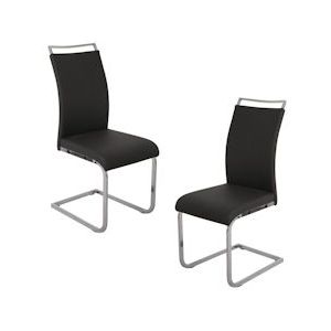SVITA Set van 2 stoelen Bureaustoel Gestoffeerde stoel Eetkamerstoel Kunstleer zwart - zwart 90568