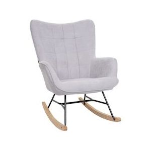 Mendler Schommelstoel HWC-K36, schommelstoel relaxfauteuil TV-fauteuil, stof/textiel OEKO-TEX ~ grijs - grijs Textiel 89753