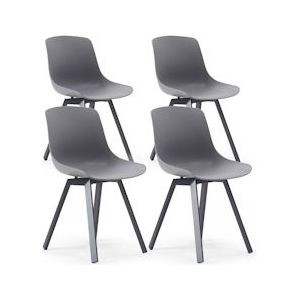Oviala Business Set van 4 Scandinavische grijze aluminium stoelen - grijs 106472