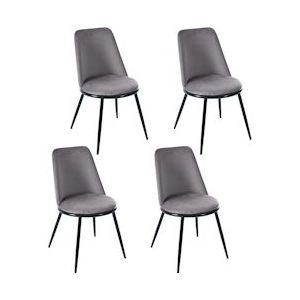 Merax eetkamerstoelen (4 stuks), set van 4 keukenstoelen, metalen frame, gestoffeerde stoelen voor de woonkamer, fluweel, grijs - grijs Multi-materiaal WF317109AAD-4