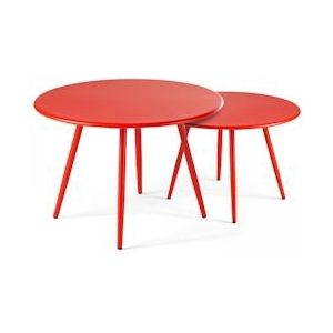 Oviala Business Set van 2 patio salontafels van rood staal - rood Staal 104230