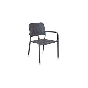 METRO Professional stapelstoel, staal / PE-rotan, 60 x 56 x 83 cm, met armleuning, weerbestendig, zwart - zwart Multi-materiaal 4337255882850