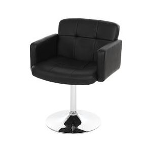 Mendler Orlando eetkamerstoel, keukenstoel draaistoel stoel, kunstleer chroom ~ zwart - zwart Synthetisch materiaal 26639