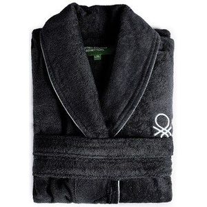 Benetton - Zwart-witte badjas L/XL 360GSM 100% katoen in zwart - L/XL zwart BE177