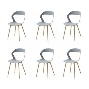 GrandCA HOME Set van 6 eetkamerstoelen of bureaustoelen met metalen poten - grijs Polypropyleen, kunststof LQ-N-266A-6HUI