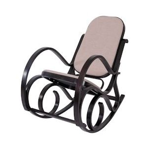 Mendler Schommelstoel M41, draaifauteuil TV-fauteuil, massief hout ~ walnoot look, stof/textiel beige - beige Massief hout 12257