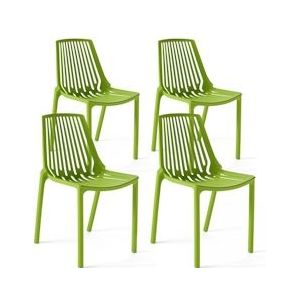 Oviala Business Set van 4 groene plastic stoelen - groen 103526